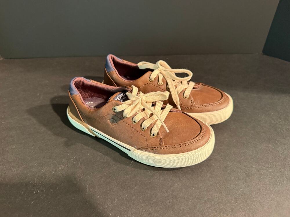 Sperry Boys Harbor Tide Tie Sneakers Brown Sz 13M